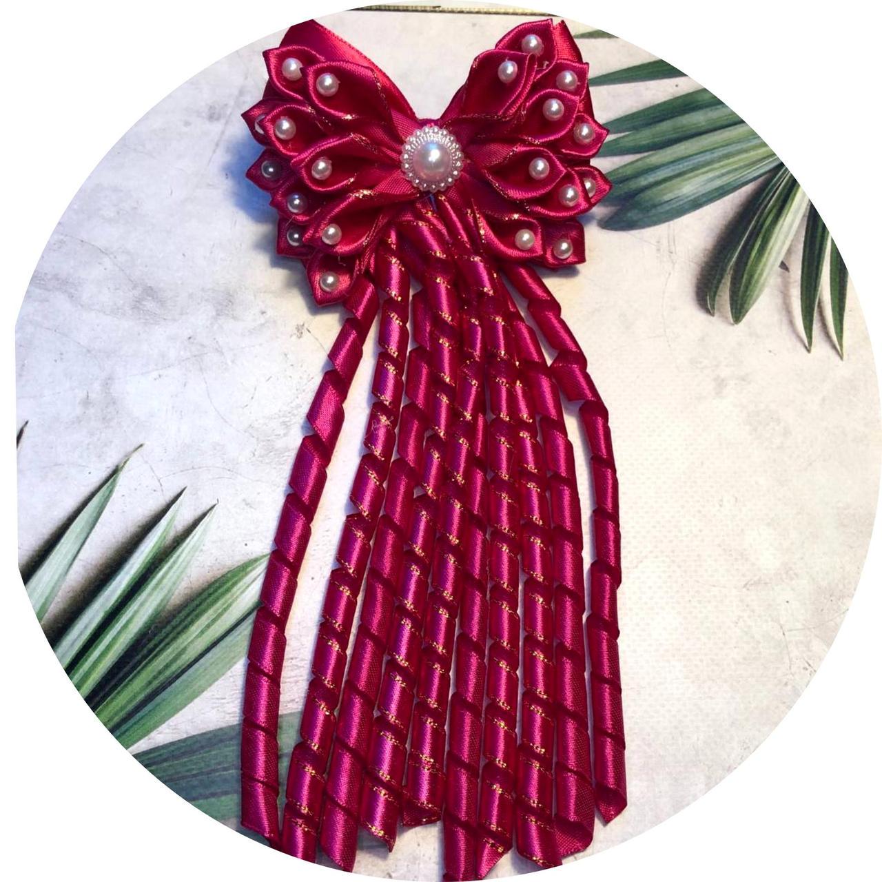 Бантик детский на заколке Темно-розовый (10055)