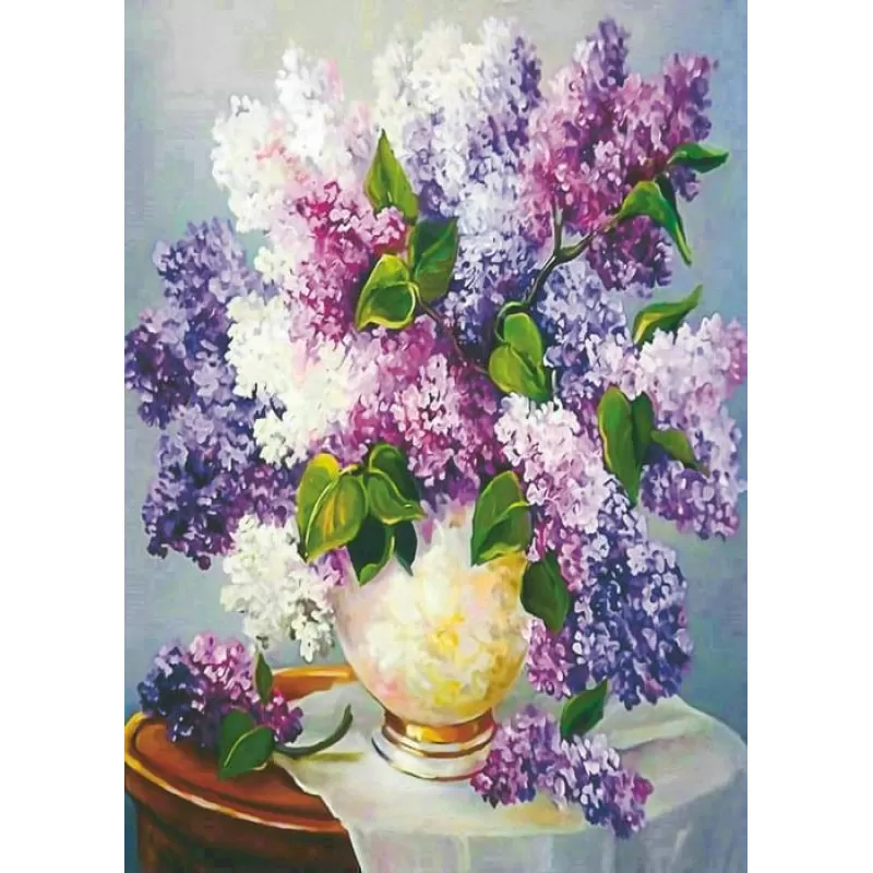 Алмазна вишивка Бузковий букет повна викладка 5D 30х40 см (1651526944)