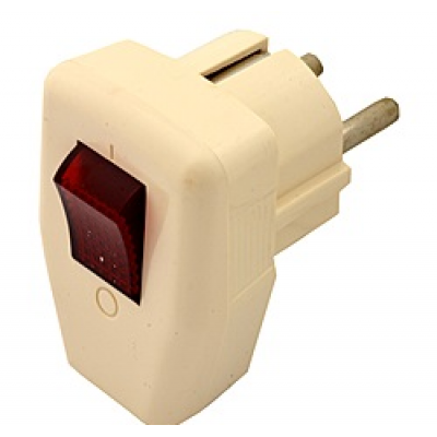 Вилка угловая Yaweitai с кнопкой с заземлением 10 А Кремовый (YW-7352)