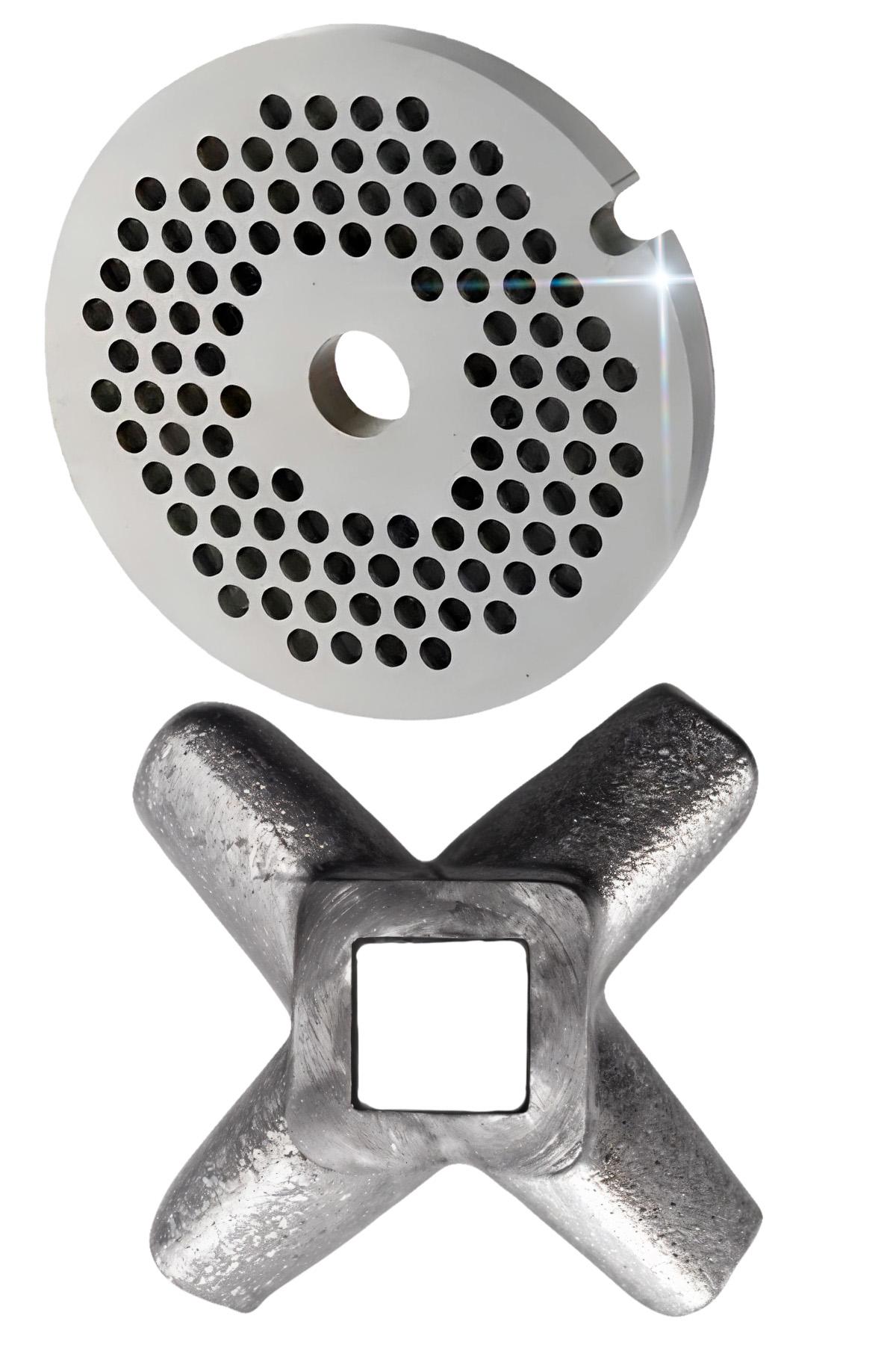 Комплект для ручной мясорубки BRS нож двухсторонний/насадка мелкая 55 мм (549698199)