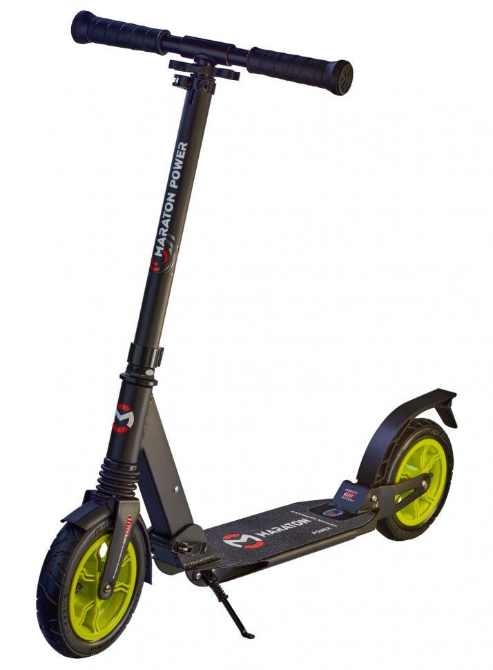 Самокат Maraton Power с надувными колесами Черно-зеленый