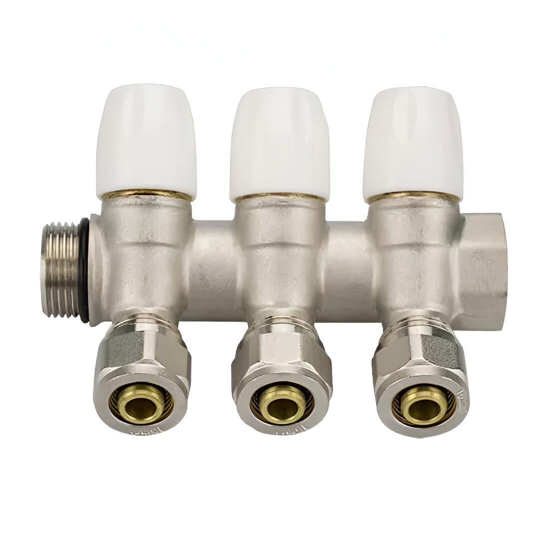 Коллектор Karro KR17021 с перекрытием вентель косой 3/4"x16х3 Белый (SQ-1027804)