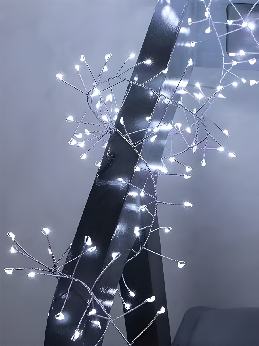 Гирлянда роса Мишура 20 м 600 LED 8 режимов Холодный белый свет/Прозрачный провод (6844834337)