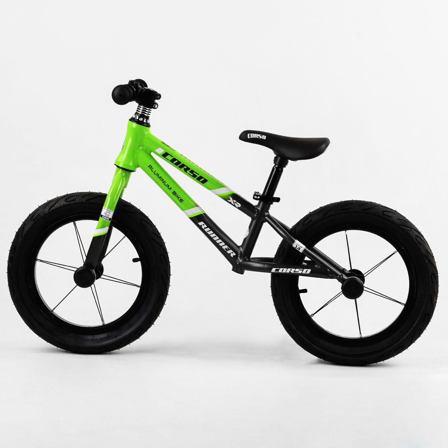 Біговел Corso Runner (алюмінієва рама, надувні колеса 14"). Green/Black - 103513