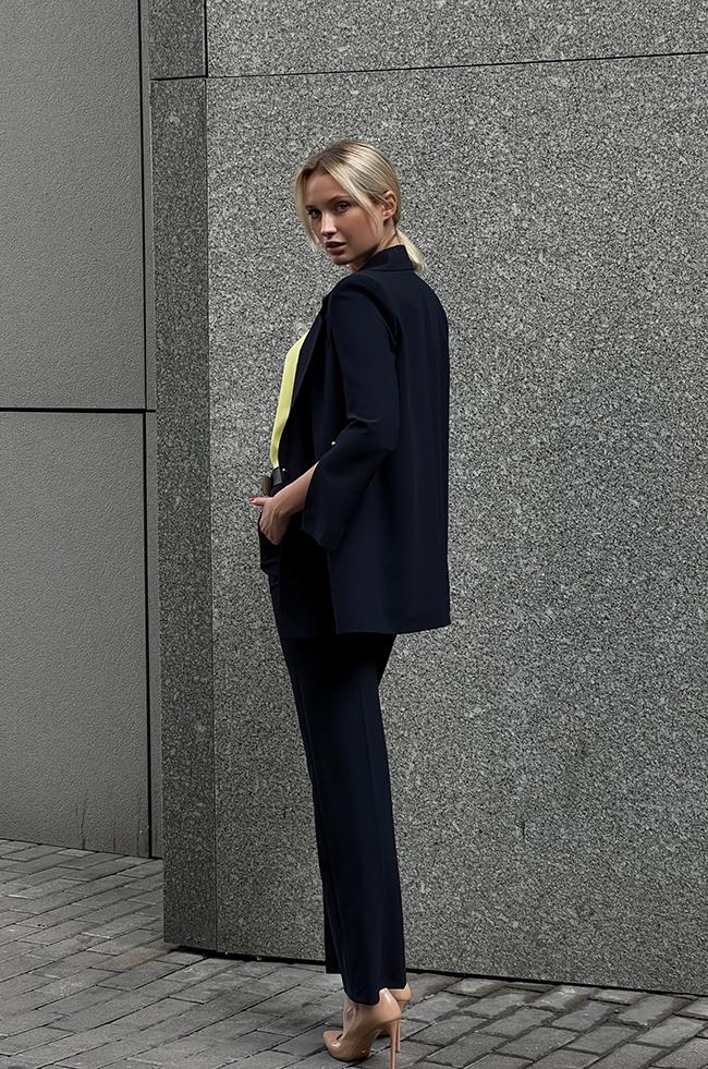 Костюм Lipar 0417 двойка с разрезами на рукавах и запанками р. 46 Синий (16896848) - фото 3