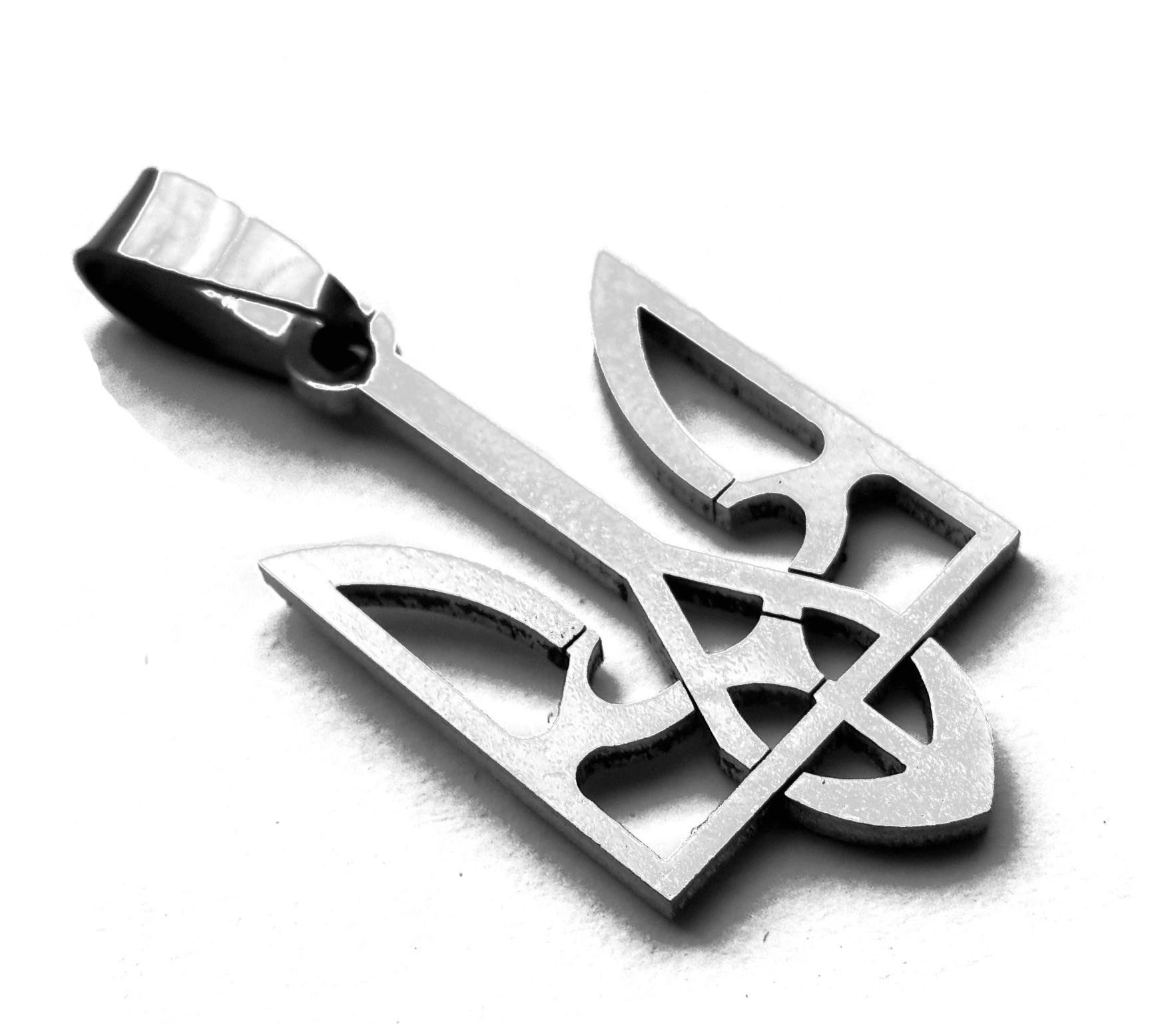 Кулон Трезубец символ Украины мини нержавеющая сталь