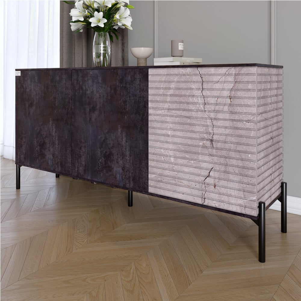 Комод Lion Грей 154x38x76,5 см Бетон темный/Камень (LION-041790)