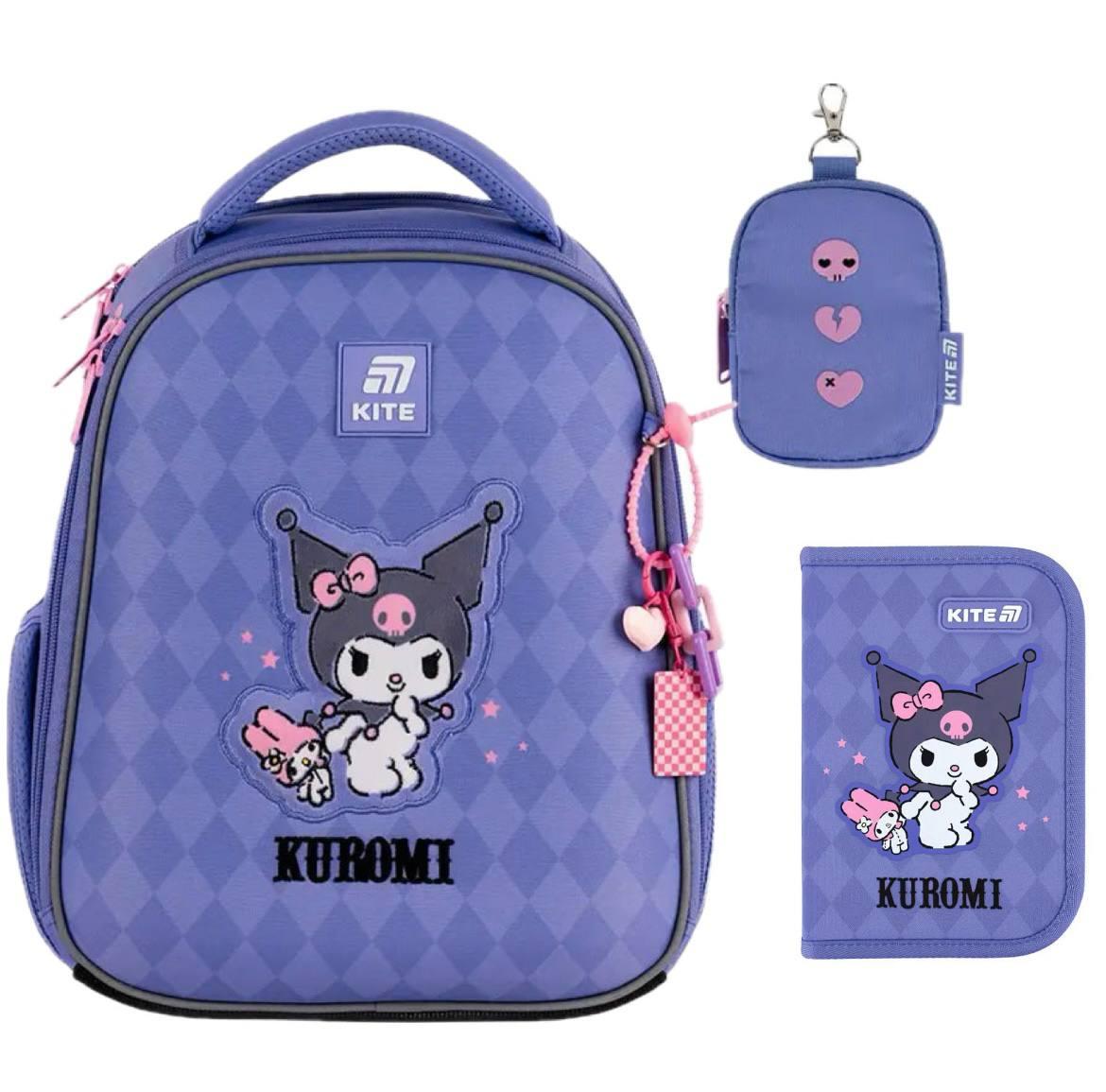 Рюкзак шкільний KITE котик Kuromi каркасний/пенал 36 см (HK25-555S-2)