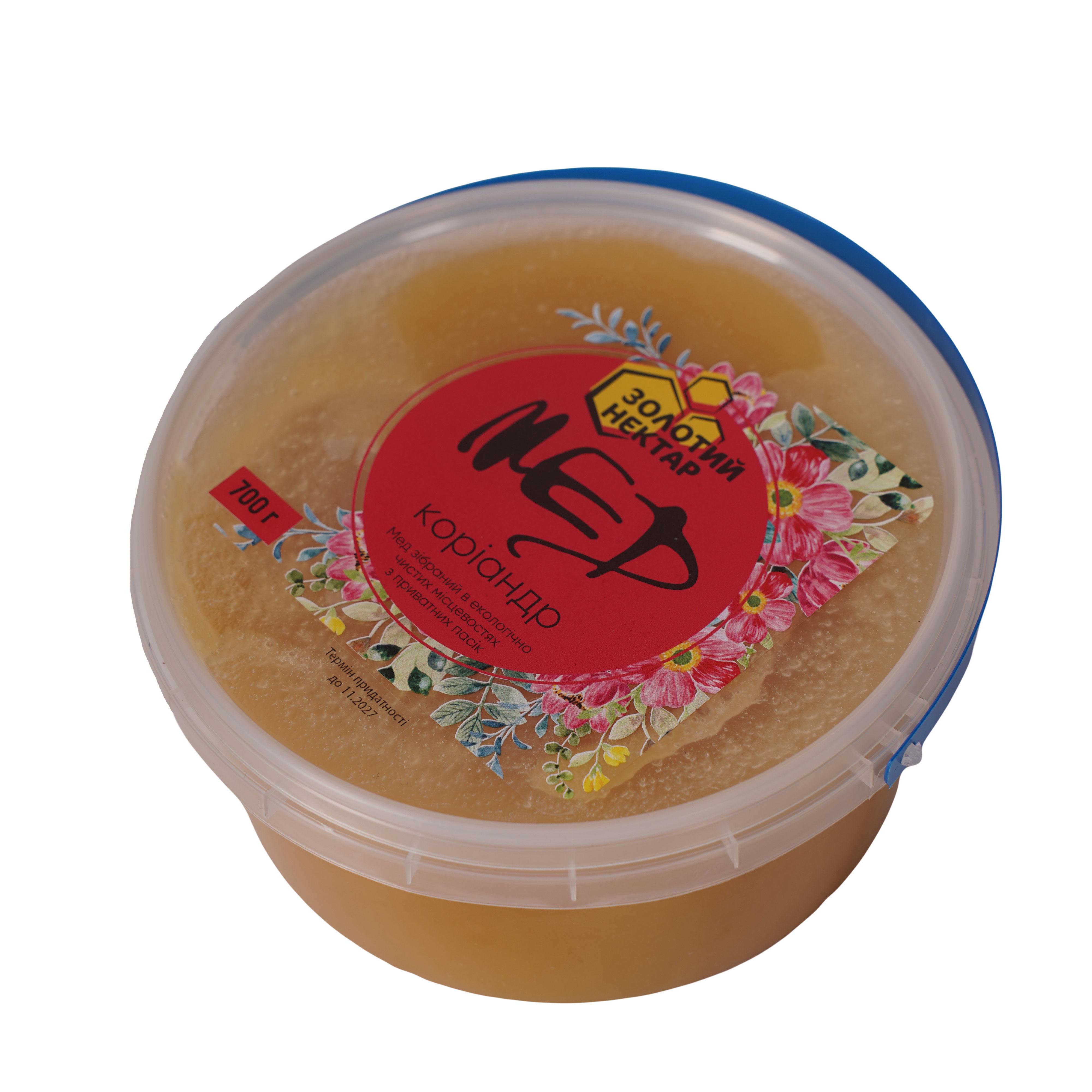 Мед кориандровый натуральный пчелиный Золотой Нектар в ведре 700 г 0,5 л