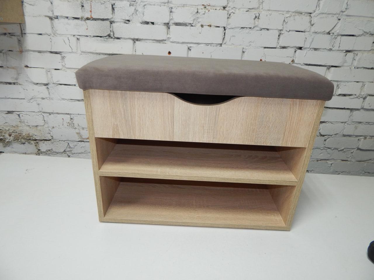 Тумба для обуви ДСП/ткань 30х80х45 см Дубсонома светлый/Капучино - фото 2