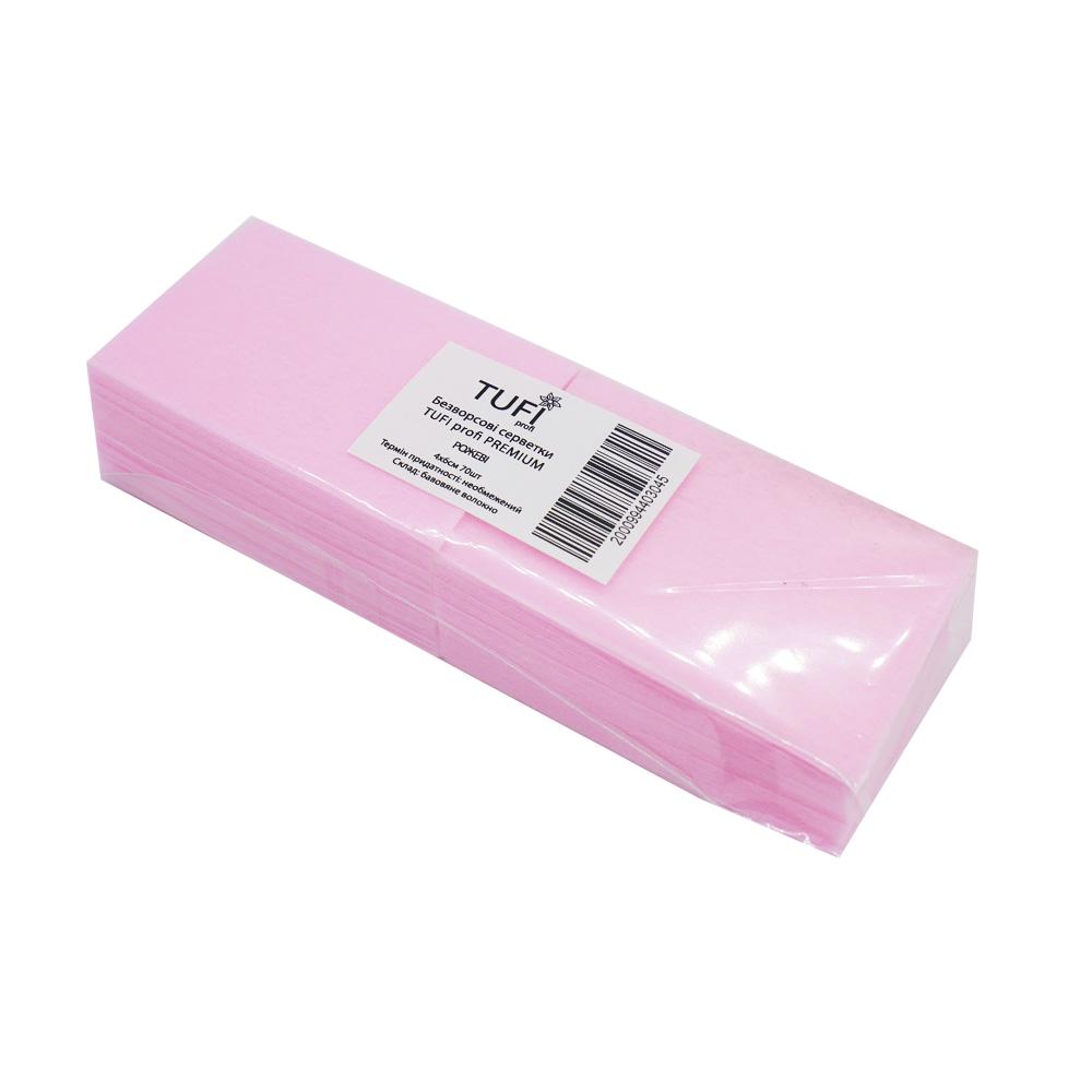 Безворсовые салфетки Tufi profi Premium плотные 4х6 см 70 шт. Розовый (104167)