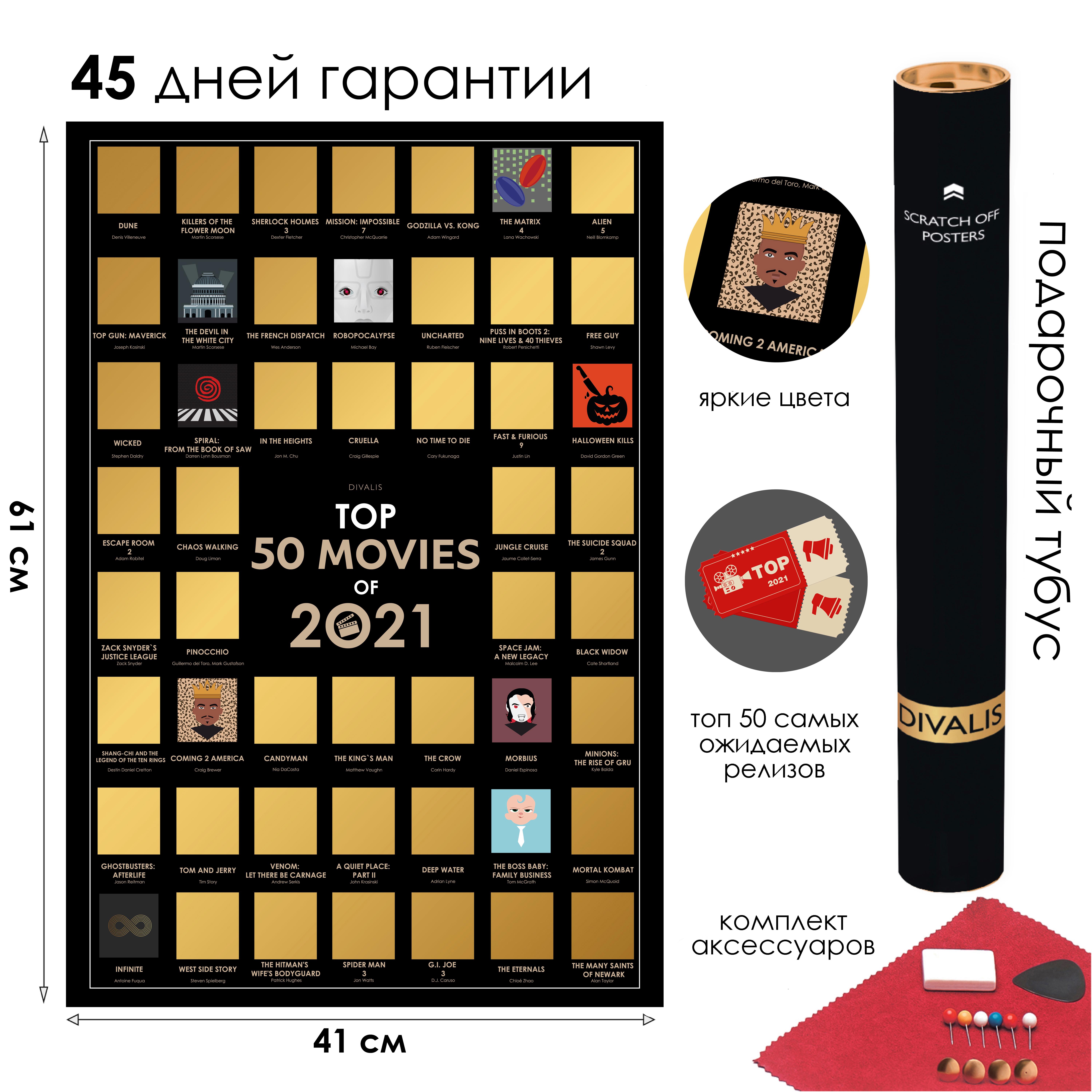 Скретч постер топ 50 фильмов 2021 на стену - фото 5