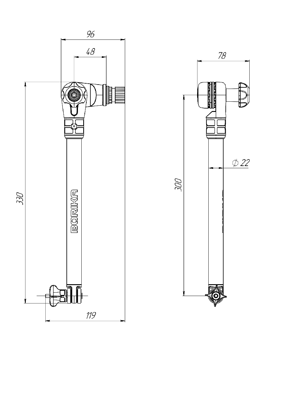 Тримач датчика ехолота Borika FASTen FTr300 L-300 мм для кріплення вздовж борту каяків та belly boats Чорний (01.04.023.01.04) - фото 2