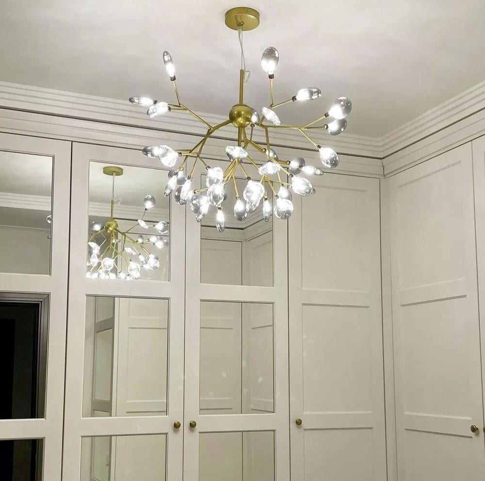 Люстра подвесная на 36 графитовых лепестков Золотой (H686/36 GD_804)