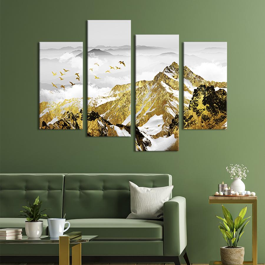 Модульна картина із чотирьох частин на холсті інтер'єрна картина Отототині Снігові гори 149x106 см (639-42)