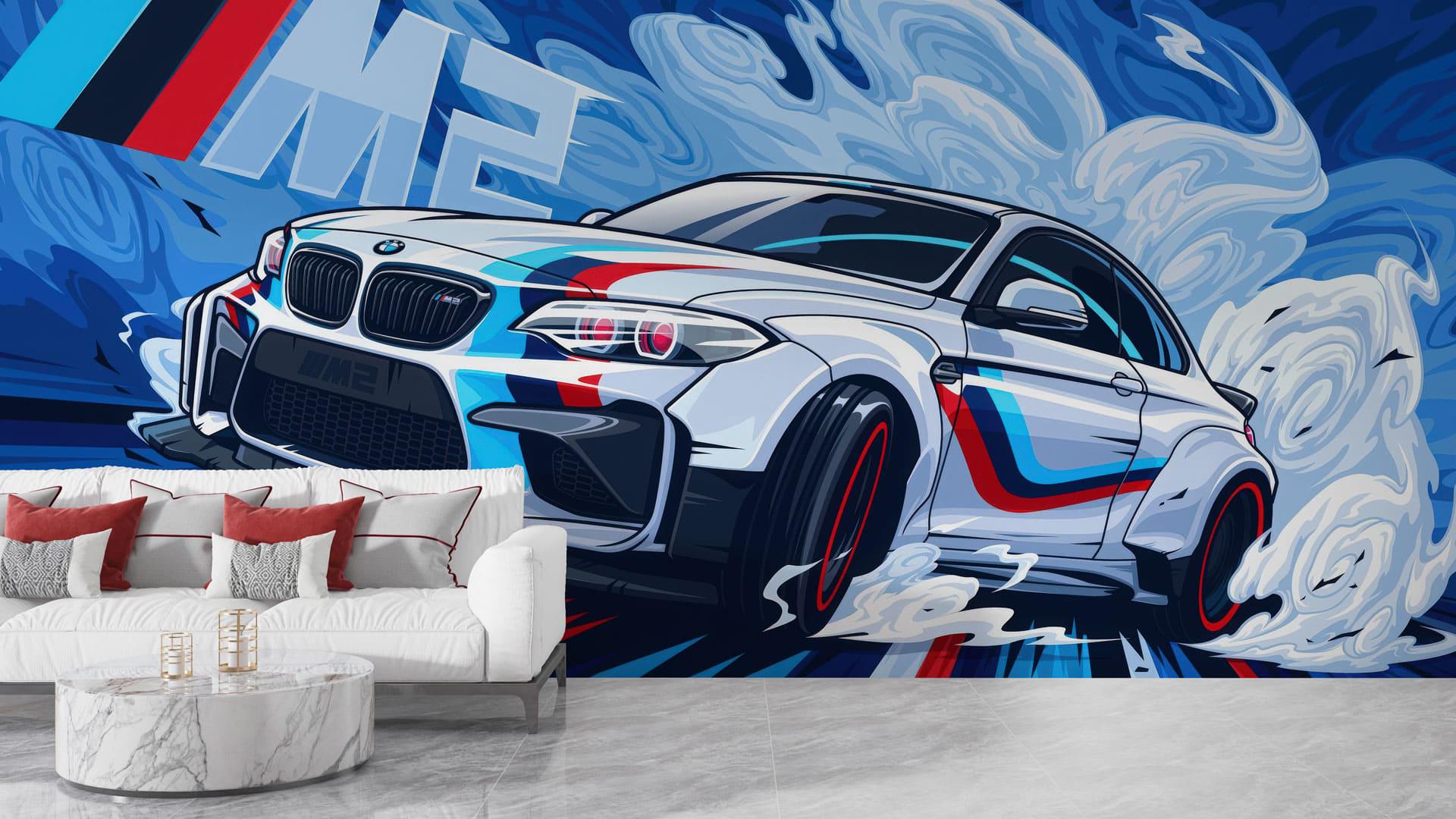 Фотообои флизелиновые Styleo Print-walls BMW M2 в движении 0887 400х250 см (Pw-0887/4)