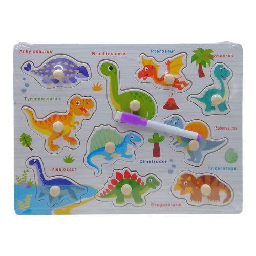 Пазли-вкладиші дерев'яні 2в1 динозаври (30790)