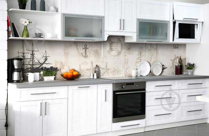 Скинали на кухню Zatarga «Морская сепия» 600х3000 мм виниловая 3Д наклейка кухонный фартук самоклеящаяся