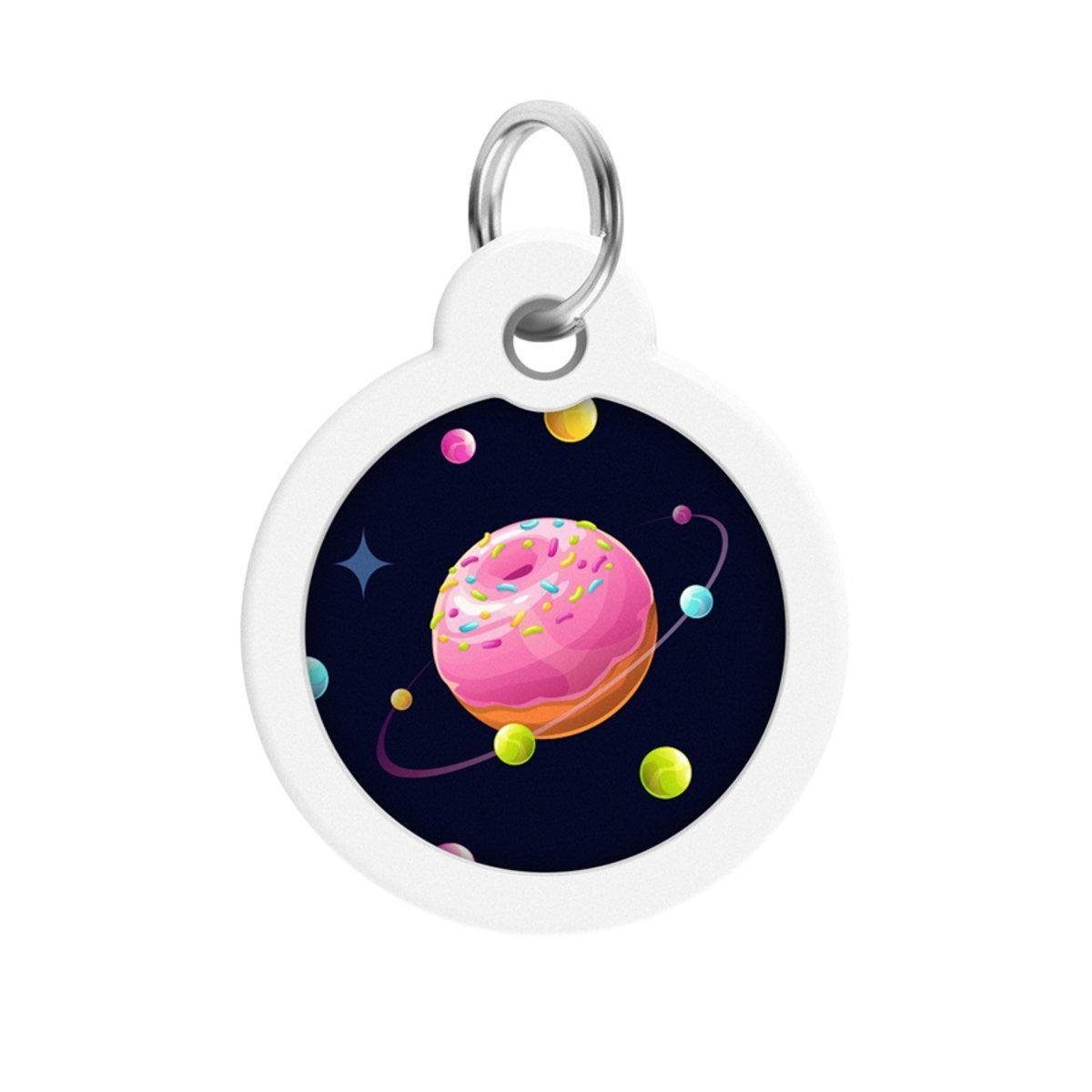 Адресник для собак/котов металлический Waudog Smart ID Вселенная пончиков с QR-паспортом круг 30 мм (230-0218 Col)