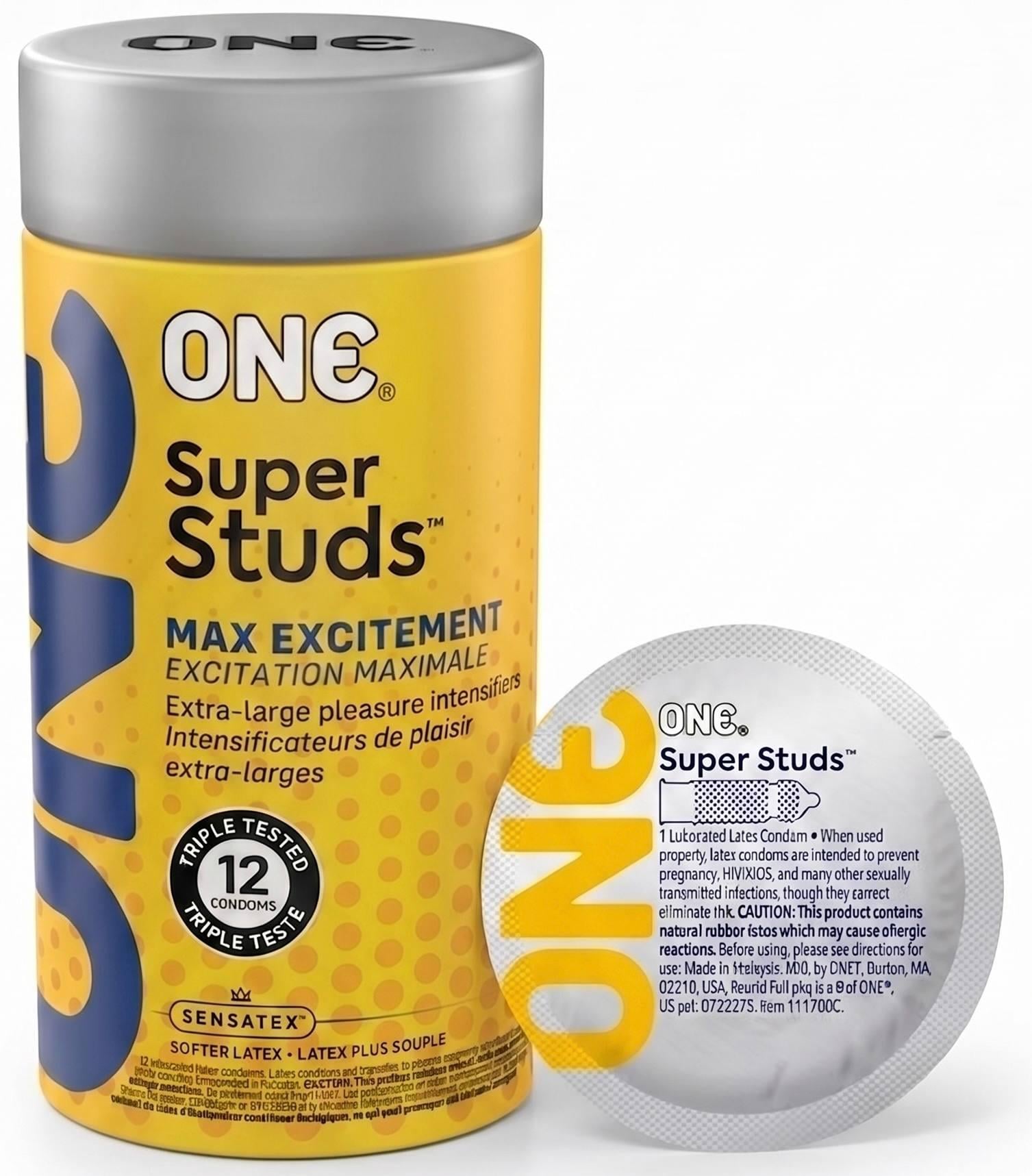 Презервативи стимулюючі ONE Super Studs з шипами та точками 12 шт.