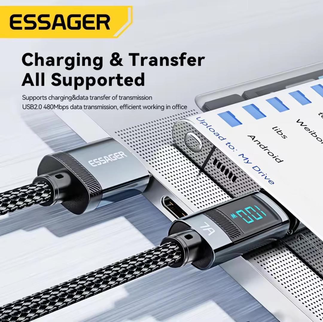 Кабель Essager USB Type-C Fast Charge 100W 7A с дисплеем 2 м (25397253) - фото 5