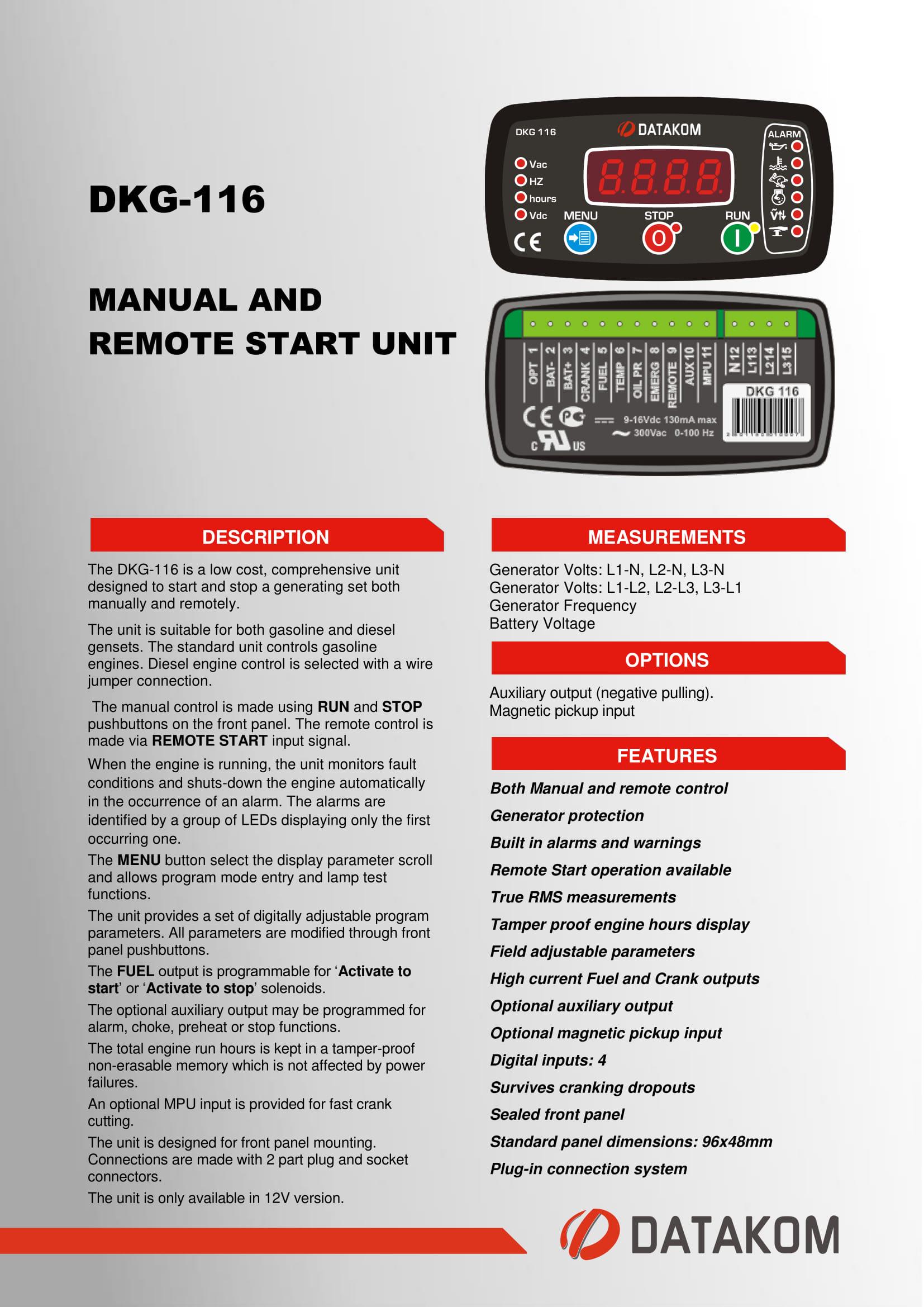Контролер ручного та дистанційного керування генератором DATAKOM DKG-116 MPU - фото 4