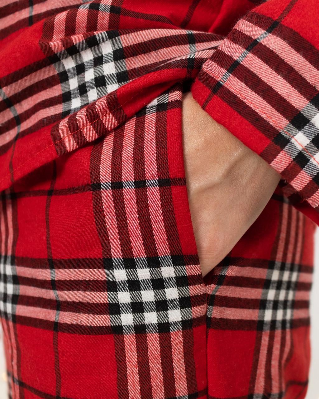 Пижама женская домашняя фланелевая рубашка со штанами Красно-белая клетка (2046614482) - фото 7 Пижама женская домашняя фланелевая рубашка со штанами Красно-белая клетка (2046614482) - фото 7