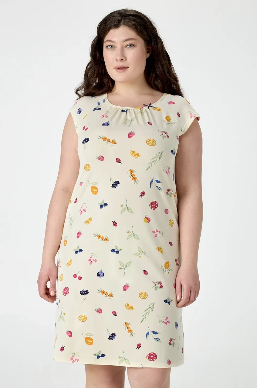 Нічна сорочка жіноча Ellen Fruity Delight LDK 129/15/04k бавовняна батал 3XL Молочний