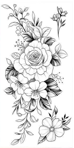 Тату тимчасове водостійке 3D велике Квіти BK-001 18х9 см (4419578)