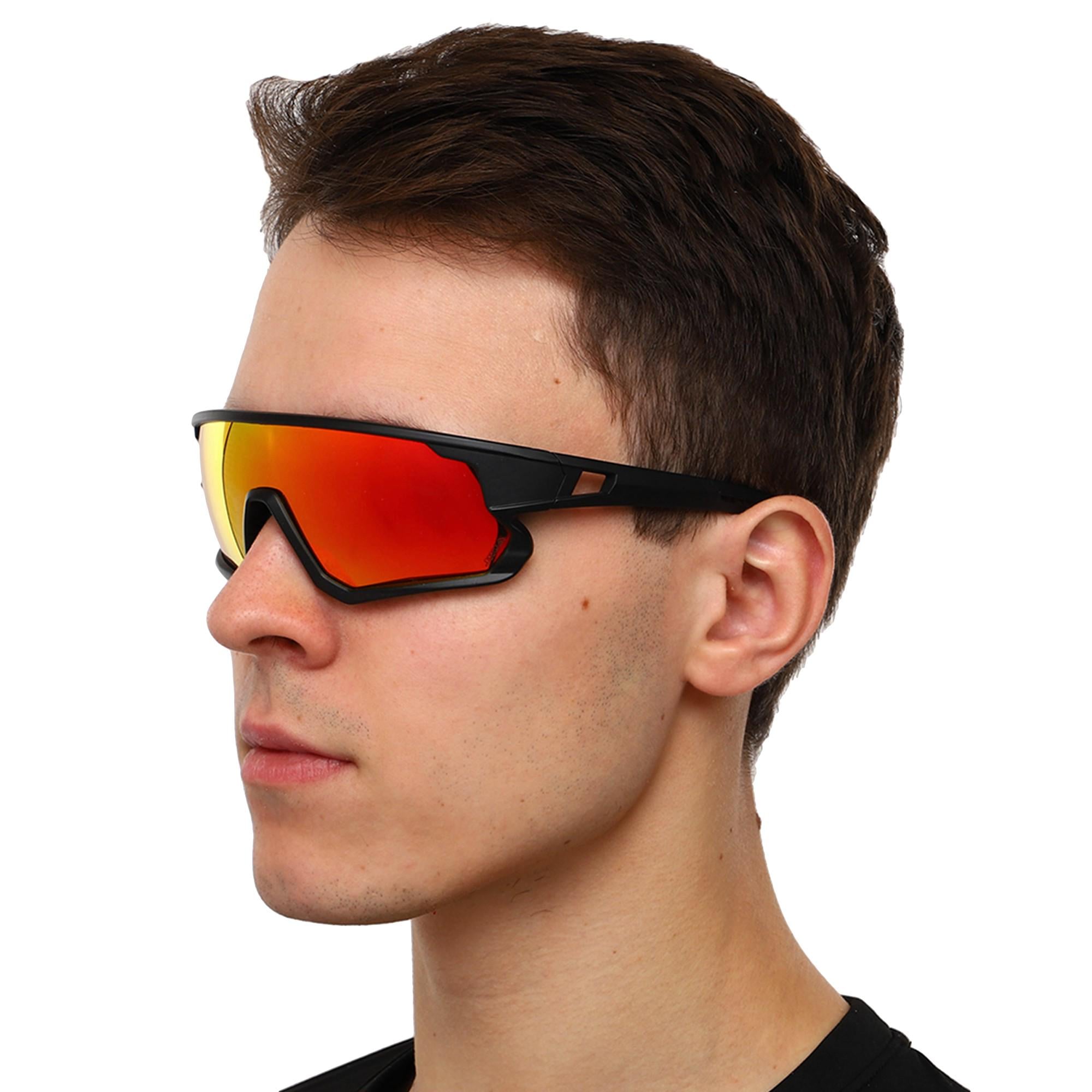 Очки спортивные солнцезащитные Sposune зеркальные Черный/Красный (JH-129-1)