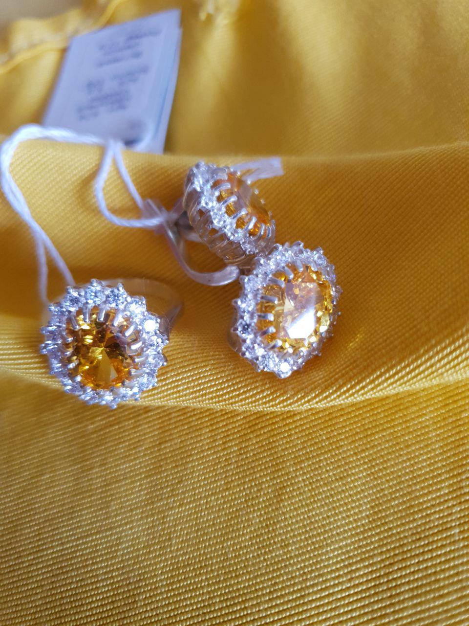 Набор украшений серебряных Джоли кольца/серьги 925 проба Желтый (26943520)