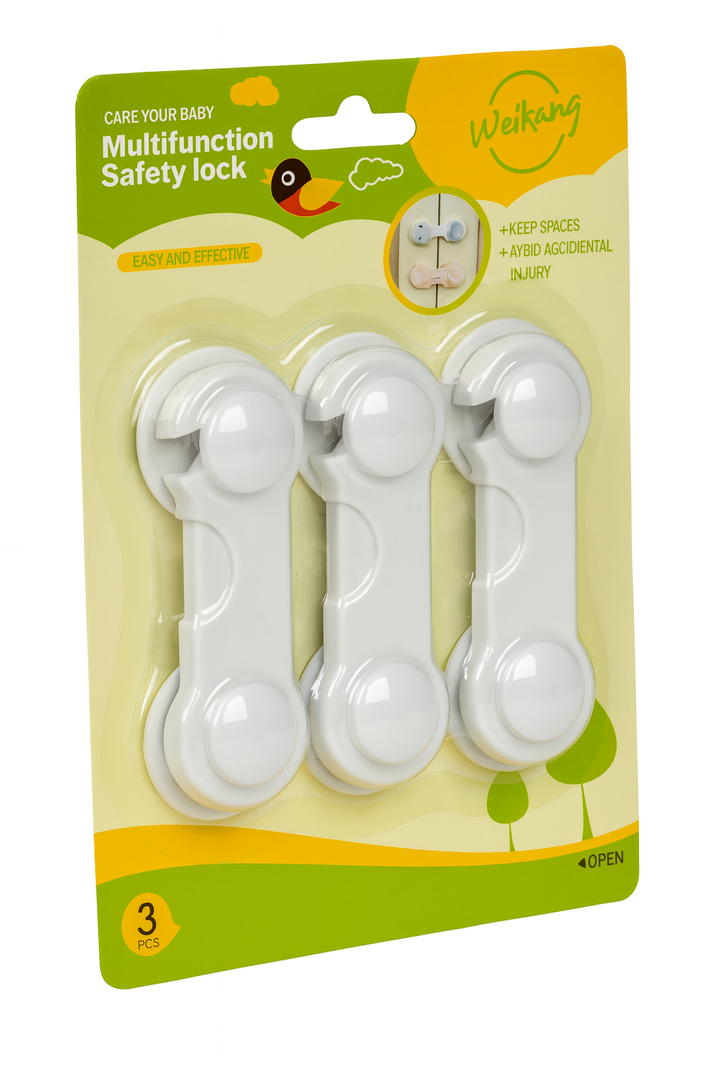 Набір замків-блокіраторів меблів Weikang R94795 платикові 9,5×3 см 3 шт. Білий (e10ac092)