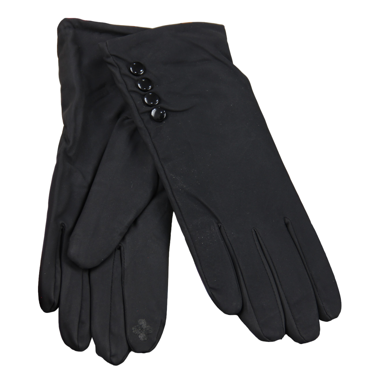 Перчатки женские сенсорные утепленные плащевка на меху 4 пуговицы S-M (34112)