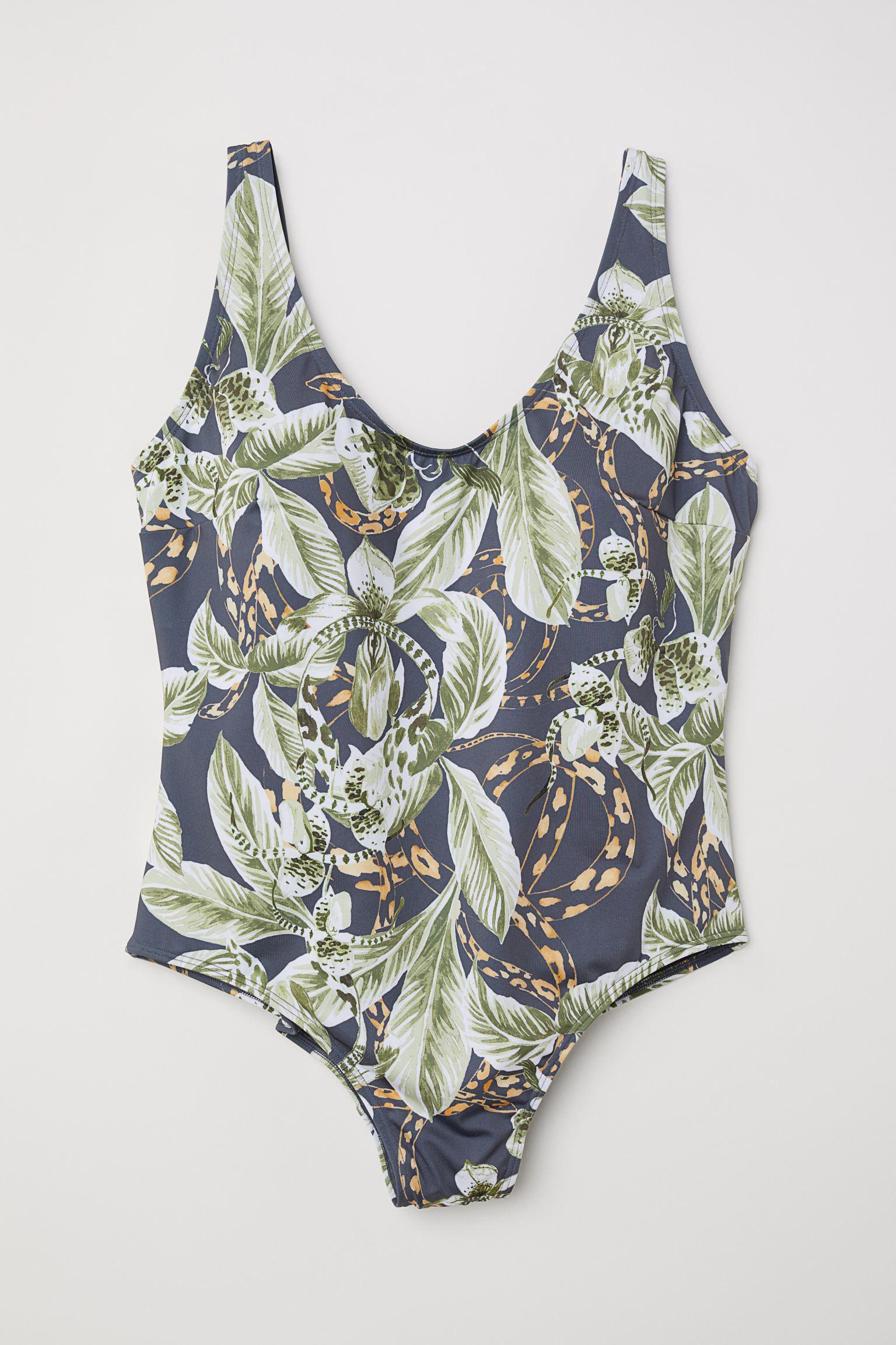 Купальник H&M Листья р. 50 Темно-серый (412591867)