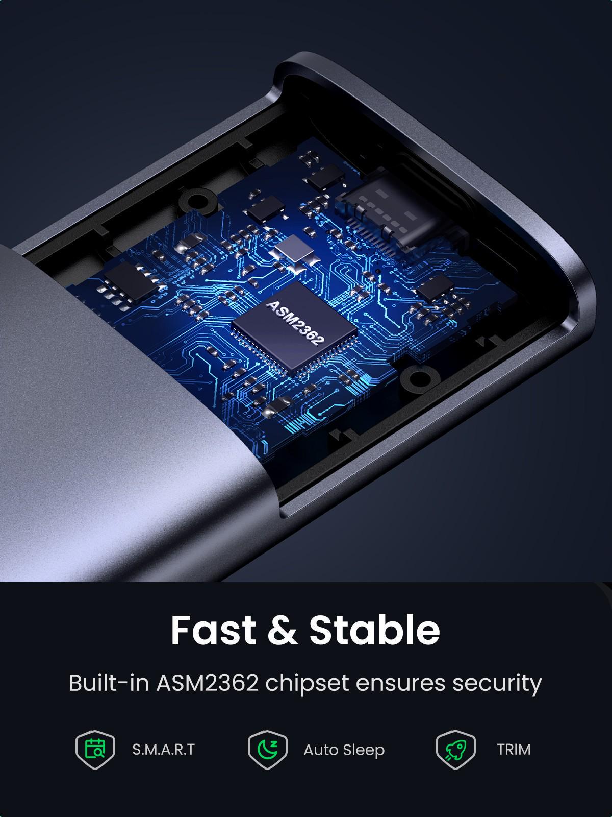 Зовнішній SSD курпус UGREEN M.2 NVMe USB 3.2 Gen2 10 Гбіт/с алюмінієвий Сірий (35267) - фото 19 Зовнішній SSD курпус UGREEN M.2 NVMe USB 3.2 Gen2 10 Гбіт/с алюмінієвий Сірий (35267) - фото 19