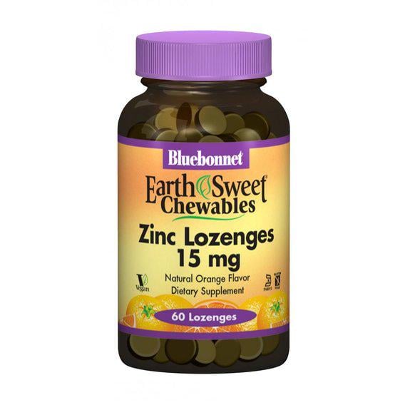 Мікроелемент Цинк Bluebonnet Nutrition Earth Sweet Chewables Zinc Lozenges 15 мг 60 Lozenges Orange - фото 1