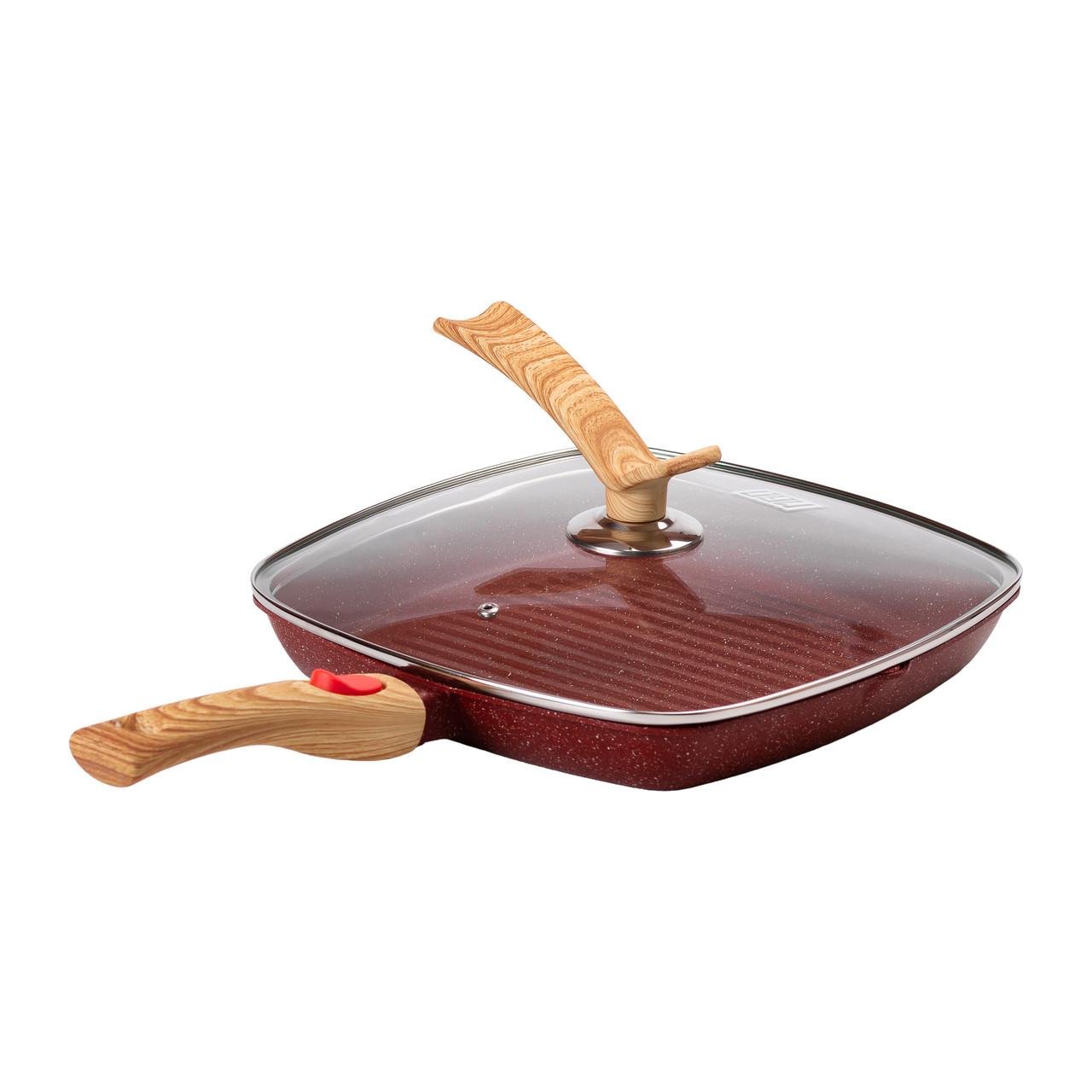 Пательня гриль квадратна MGC сковорода з кришкою та знімною ручкою антипригарна 28×28 см - фото 9 Пательня гриль квадратна MGC сковорода з кришкою та знімною ручкою антипригарна 28×28 см - фото 9