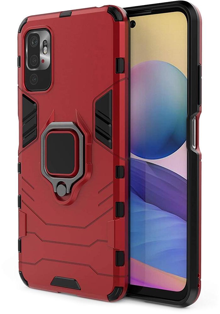Противоударный чехол Xiaomi Redmi Note 10 5G (подставка кольцо) Red (22739-2D)