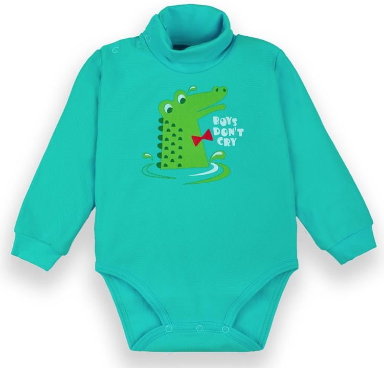 Боди детское хлопковое для мальчика на кнопках Gabbi BD-20-23-2 Зубастики 80 см Ментоловый (12397)