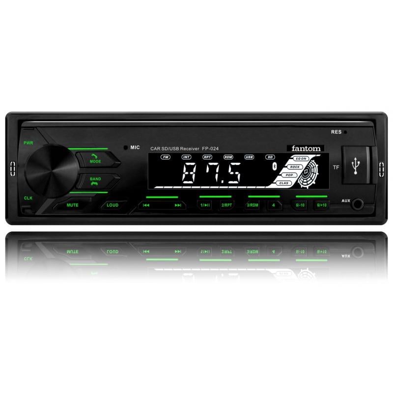 Автомагнитола Fantom FP-024 USB/microSD 4x50W 24V Черный/Зеленый (568410)