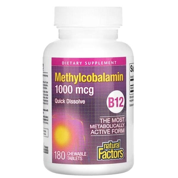 Витамин B12 Natural Factors Vitamin B12 Methylcobalamin Quick Dissolve 1000 мкг 180 Chewable таб. (000027050)