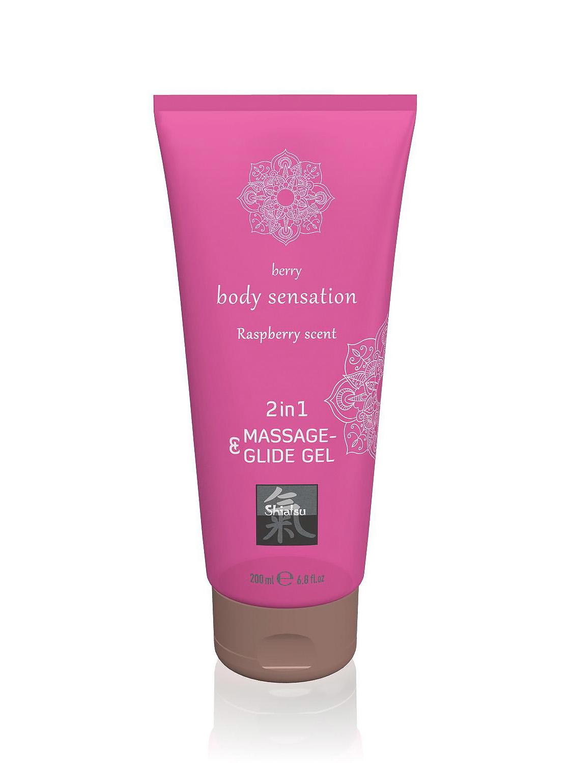 Лубрикант и массажное масло Shiatsu Massage & Glide gel 2in1 Raspberry scent 200 мл