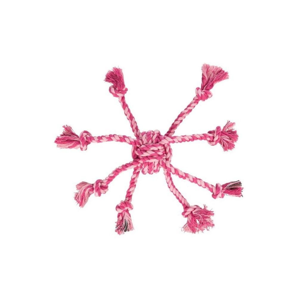 Игрушка для собак Trixie Мяч плетеный с веревками текстиль 7/44 см Розовый (4011905326504_2)