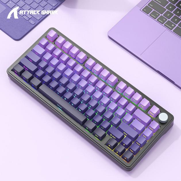 Клавіатура ігрова attack shark X85 HOT-SWAP бездротова/механічна/RGB-підсвічування Purple (28749739) - фото 4 Клавіатура ігрова attack shark X85 HOT-SWAP бездротова/механічна/RGB-підсвічування Purple (28749739) - фото 4