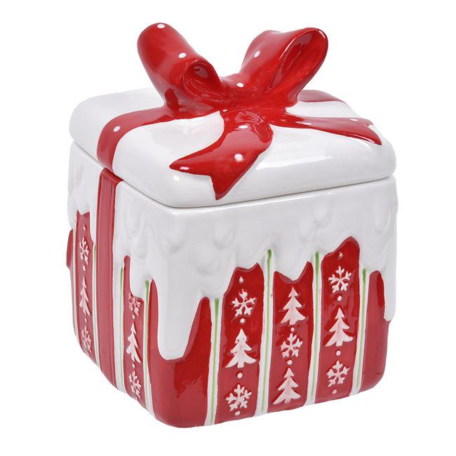Коробка для рождественского печенья керамическая подарочная с бантом 14х20,5 см (50RFERG)