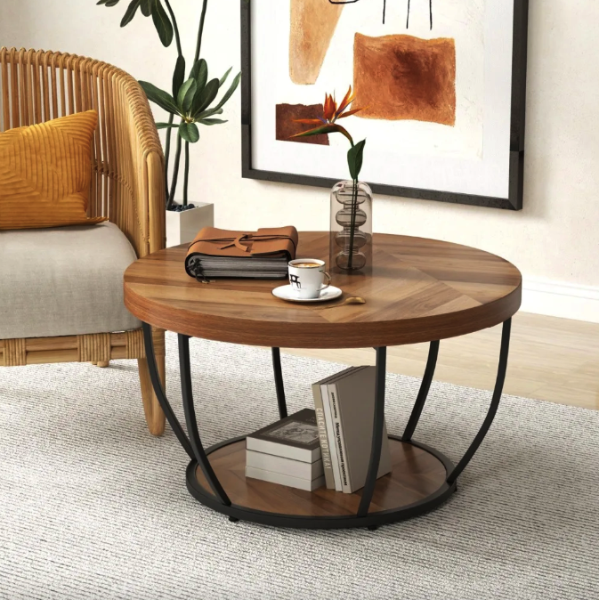 Журнальный столик Costway Leo с металлическим основанием Loft (4753) - фото 4 Журнальный столик Costway Leo с металлическим основанием Loft (4753) - фото 4