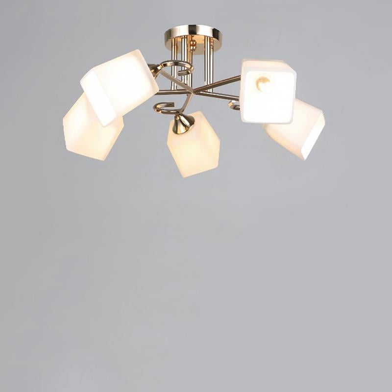 Люстра стельова лофт Light House SRS-16053/5 FG на п'ять ламп Золото / Білий