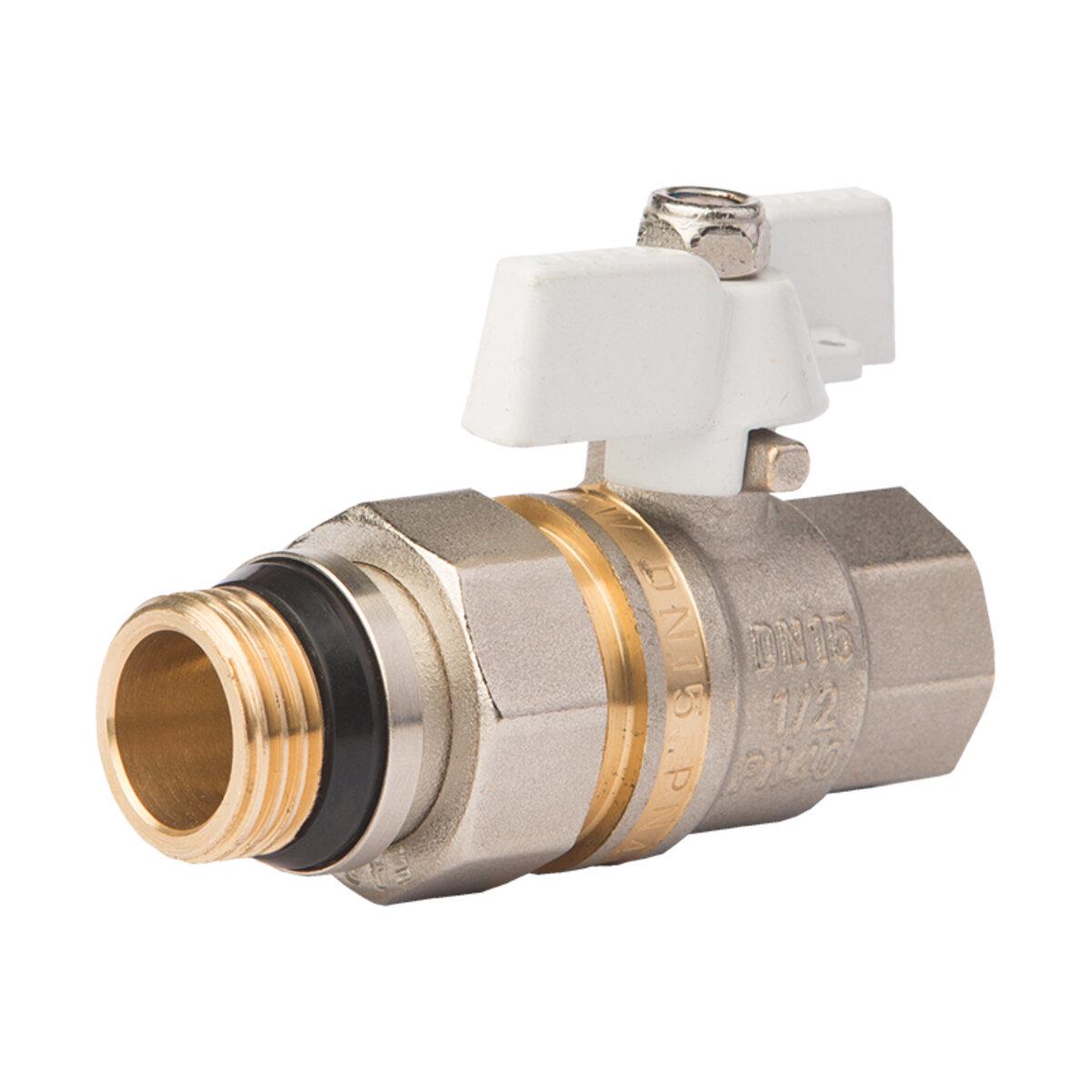 Кран шаровой с американкой FADO S.r.l 1/2" ЗВ бабочка прямой Белый (TK-KA1W)