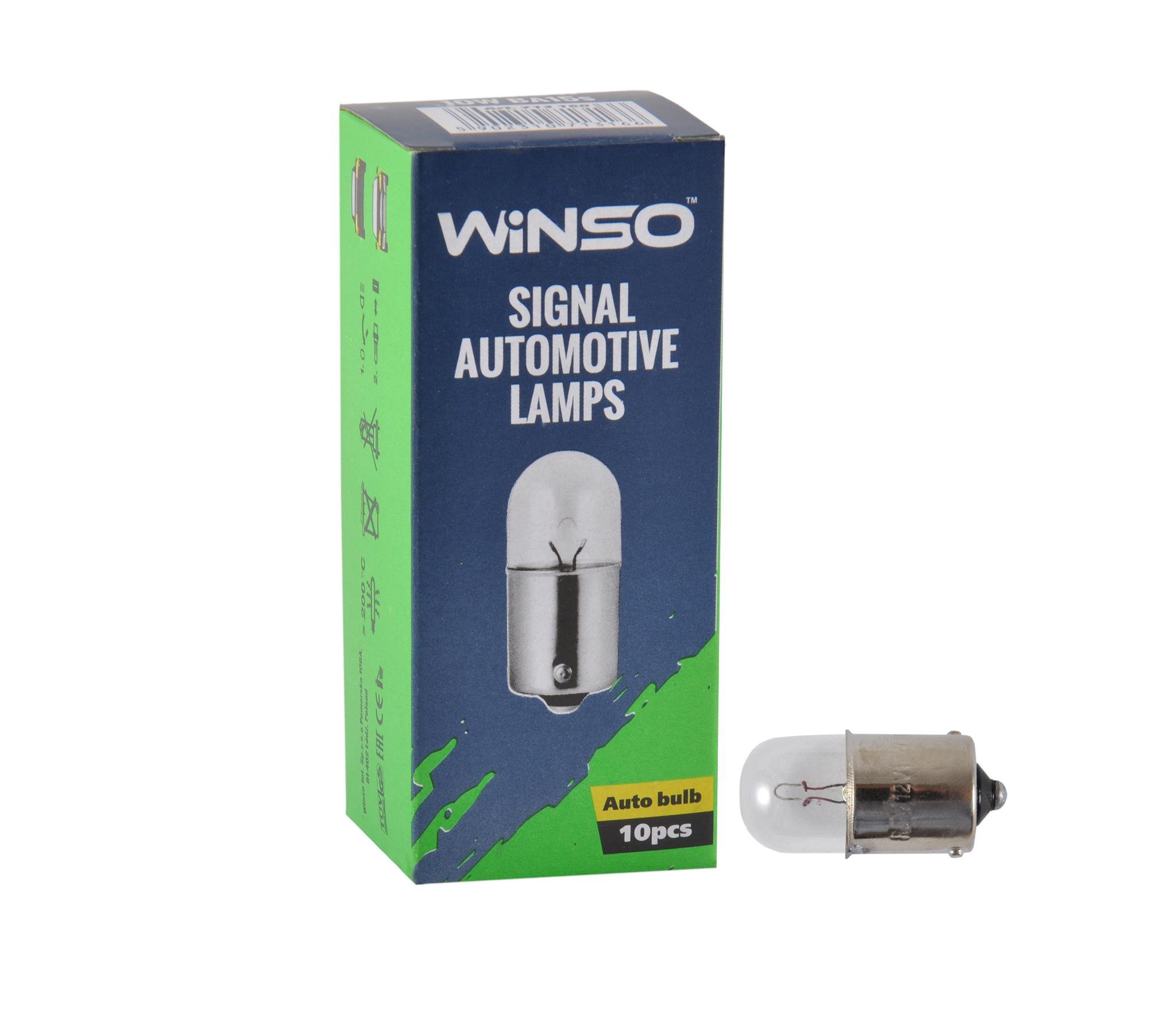 Автолампа розжарювання Winso 12V R10W 10W BA15s