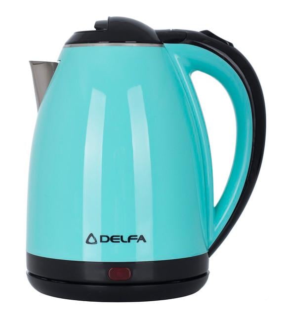 Електрочайник металевий дисковий Delfa DK-3520 X Turquoise 1,8 л 1500 Вт Блакитний/Чорний (189402) - фото 1